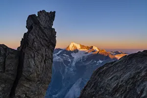 Alpinism Prints: Weisshorn at sunrise from Nadelgrat. Zermatt valley, Canton Vallese, Alps, Switzerland