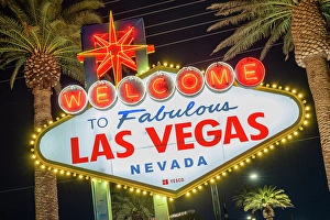 Retro Prints: Welcome to Fabulous Las Vegas neon sign, Las Vegas, Nevada, USA