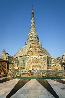 Werawsana Jade Pagoda (AKA Verochana Jade Pagoda) against clear blue sky, Amarapura Werawsana Jade Pagoda (AKA Verochana Jade Pagoda) against clear blue sky, Amarapura