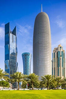 Images Dated 5th April 2019: West Bay skyline with Burj Doha, Doha, Qatar