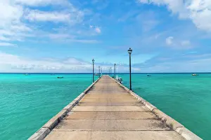 West Indies Prints: West Indies, Barbados, Christ Church, Oistins, Oistins Beach and Jetty