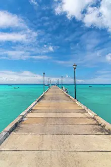 Barbados Prints: West Indies, Barbados, Christ Church, Oistins, Oistins Beach and Jetty
