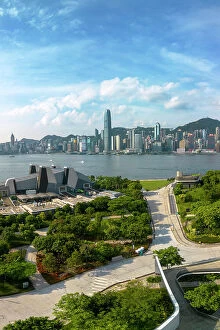 Images Dated 18th August 2023: West Kowloon Cultural District and skyline of Hong Kong Island, Kowloon, Hong Kong