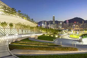 Images Dated 15th November 2018: West Kowloon High Speed Rail Station and skyline at dusk, Kowloon, Hong Kong