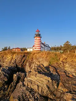 Lubeck Prints: West Quoddy Head Lighthouse, Quoddy Head State Park, Lubec, Maine, New England, USA