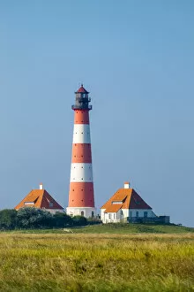 Westerhever Lighthouse, built in 1906, Westerhever, Nordfriesland, Schleswig-Holstein