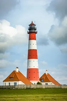 Westerhever lighthouse, Eiderstedt, North Frisia, Schleswig-Holstein, Germany