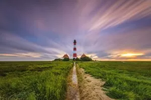 Images Dated 11th July 2017: Westerhever lighthouse, Eiderstedt, North Frisia, Schleswig-Holstein, Germany