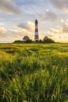 Images Dated 25th August 2017: Westerhever lighthouse, Eiderstedt, North Frisia, Schleswig-Holstein, Germany