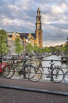 Canals Prints: The Westerkerk (Western Church) in the Grachtengordel area of Amsterdam (North Holland