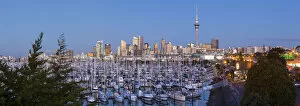 Images Dated 1st October 2013: Westhaven Marina & city skyline illuminated at dusk, Waitemata Harbour, Auckland