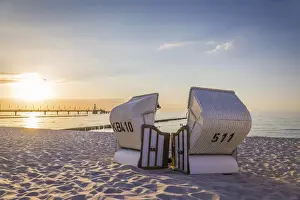 White beach chairs in Zingst, Mecklenburg-Western Pomerania, Northern Germany, Germany
