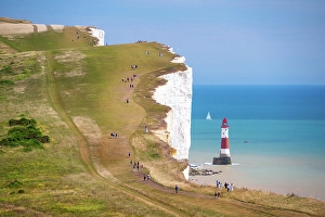 English Channel Prints: The white cliffs of Beachy Head and Beachy Head Lighthouse