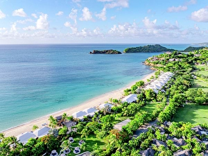 Leeward Islands Prints: White sand beach, Galley Bay, Antigua, Antigua & Barbuda, Caribbean, West Indies