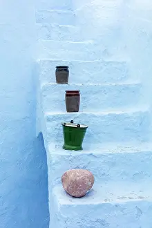 Emporio Prints: White steps, Emporio, Santorini, Cyclades Islands, Greece, Europe