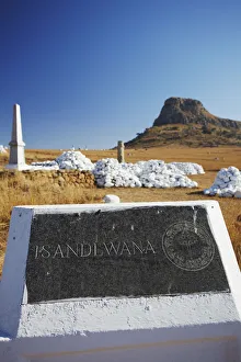 Images Dated 24th November 2010: White stone cairns and memorials to British soldiers at Isandlwana, Thukela, KwaZulu-Natal