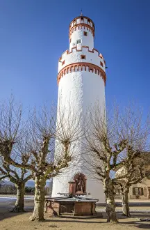 Rhine Main Prints: White tower in the inner courtyard of the castle of Bad Homburg vor der Hoehe