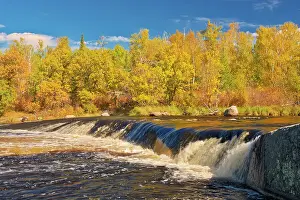 White Lake Prints: Whiteshell River flows into White Lake at Rainbow Falls in autumn Whiteshell Provincial Park Manitoba
