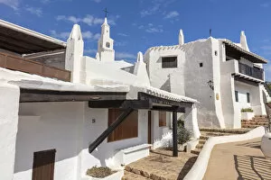 Images Dated 16th December 2021: Whitewashed Church & houses in Binibeca Vell, Menorca, Minorca, Balearic Islands, Spain
