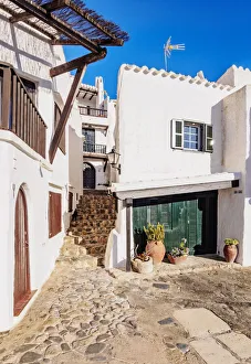 Images Dated 3rd June 2021: Whitewashed houses in Binibeca Vell, Menorca or Minorca, Balearic Islands, Spain