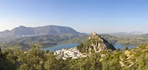 Zahara Prints: The whitewashed village of Zahara de la Sierra dominated by Moorish castle, Zahara