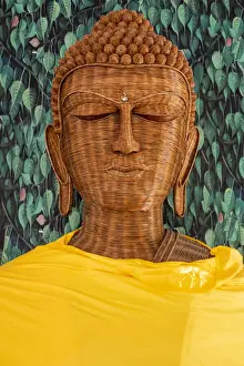 Face Prints: Wicker Buddha statue in Buddha statue in Shwedagon Pagoda, Yangon, Myanmar