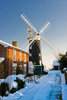 Wicklewood Mill & Cottage in Winter, Wicklewood, Norfolk, England