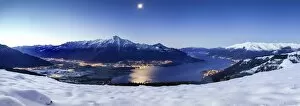 Images Dated 12th April 2012: Wide angle shot of Alto Lario with Como lake and mount Legnone lighted by the moon in winter