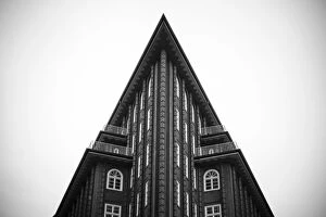 Architectural Abstracts Collection: Wide angle view of Chilehaus (Chile House) example of brick expressionism architecture