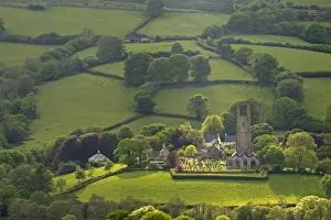 Widecombe in the Moor Church and village surrounded by beautiful rolling farmland