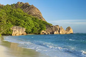 Boulder Prints: Wild beach, North Coast of La Digue Island, Seychelles