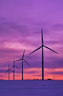Wind Turbines Prints: Wind turbines at sunset Somerset, Manitoba, Canada