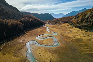 Images Dated 27th February 2023: winding Duino river in Preda Rossa valley. Val Masino, Sondrio province, Lombardy, Italy
