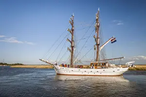 Windjammer on the bay near Zingst, Mecklenburg-Western Pomerania, Northern Germany