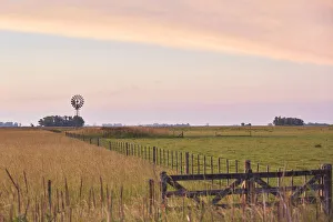 Energy Prints: A windmill in a field of the Argentine pampas at twilight, Colman, Argentina