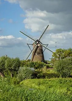 Windmill in Kinderdijk, UNESCO World Heritage Site, South Holland, The Netherlands