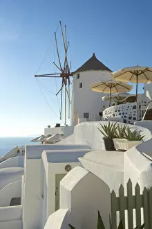 Cyclades Islands Collection: Windmill in Oia, Santorini, Cyclades, Greece