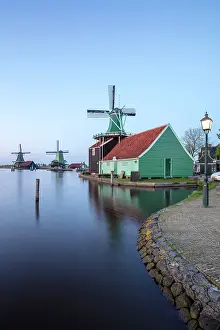 Zaanse Schans Prints: A windmill & old house, Zaanse Schans, North Holland, Netherlands