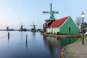 Zaanse Schans Prints: A windmill & old house, Zaanse Schans, North Holland, Netherlands