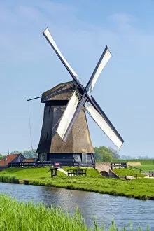 Polders Gallery: Windmill on polders near village of Schermerhorn, North Holland, Netherlands