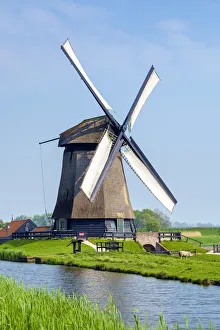 Customs Prints: Windmill on polders near village of Schermerhorn, North Holland, Netherlands
