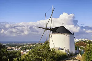 Images Dated 15th June 2020: Windmill at the Serra do Louro mountain range. Arrabida Nature Park, Palmela. Portugal