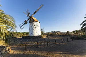 Windmill at sunset near El Cotillo, Fuerteventura, Canary Islands