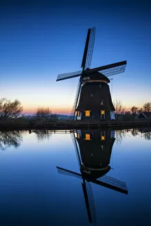 Windmill at Twilight, Holland, Netherlands
