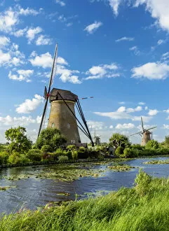 Images Dated 3rd August 2017: Windmills in Kinderdijk, UNESCO World Heritage Site, South Holland, The Netherlands