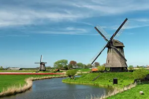 Schermerhorn Prints: Windmills along Molendijk, Schermerhorn, Holland, Netherlands