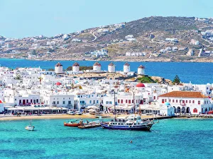 Mykonos Prints: Windmills of Mykonos Cyclades Island, Greek Islands, Greece