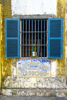 Window with blue shutters in Hoi An Ancient Town, Hoi An, Quang Nam Province, Vietnam