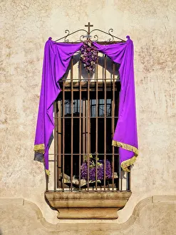 Window Prints: Window decorated for the Holy Week, Antigua Guatemala, Sacatepequez Department, Guatemala