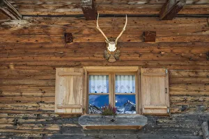Hohe Tauern Prints: Window of a mountain hut on the Alp Unterstalleralm, Innervillgraten, Villgraten valley